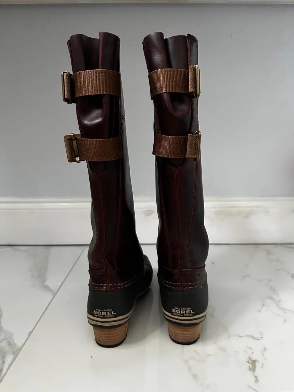 SOREL SLIMPACK TALL Women 6.5 Equestrian Riding Waterproof Nutmeg Brown Leather - Picture 3 of 9